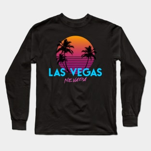 Las Vegas Nevada 80's Retro Sunset Long Sleeve T-Shirt